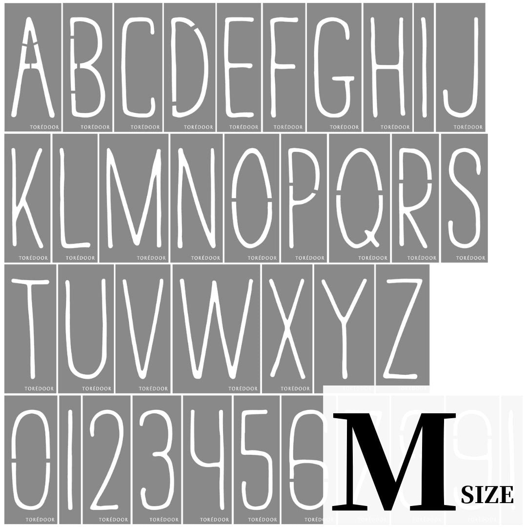 ステンシルシート アルファベット 手書き風 Mサイズ